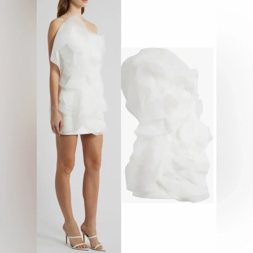 NEW ACLER Cotwall One-Shoulder 3d floral Minidress Sz 2 - Picture 2 of 9